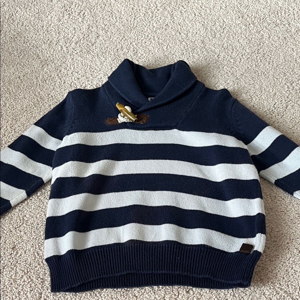Janie and Jack Navy and White Striped Sweater in 18-24M